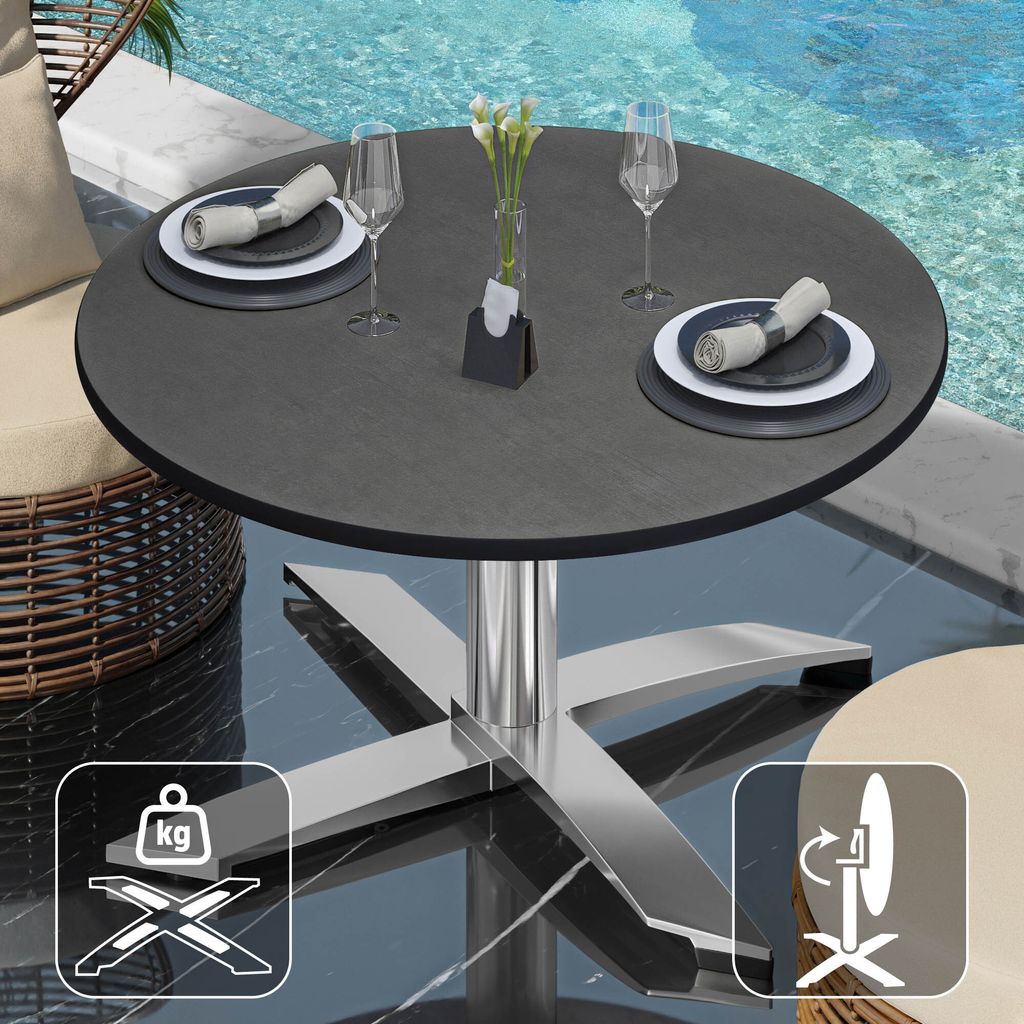 CPTG | Bistro Loungetisch | Ø:H 70 x 39 cm | Anthrazit / Aluminium | Klappbar/ Zusatzgewicht | Bistro Loungetisch Gastro Tisch