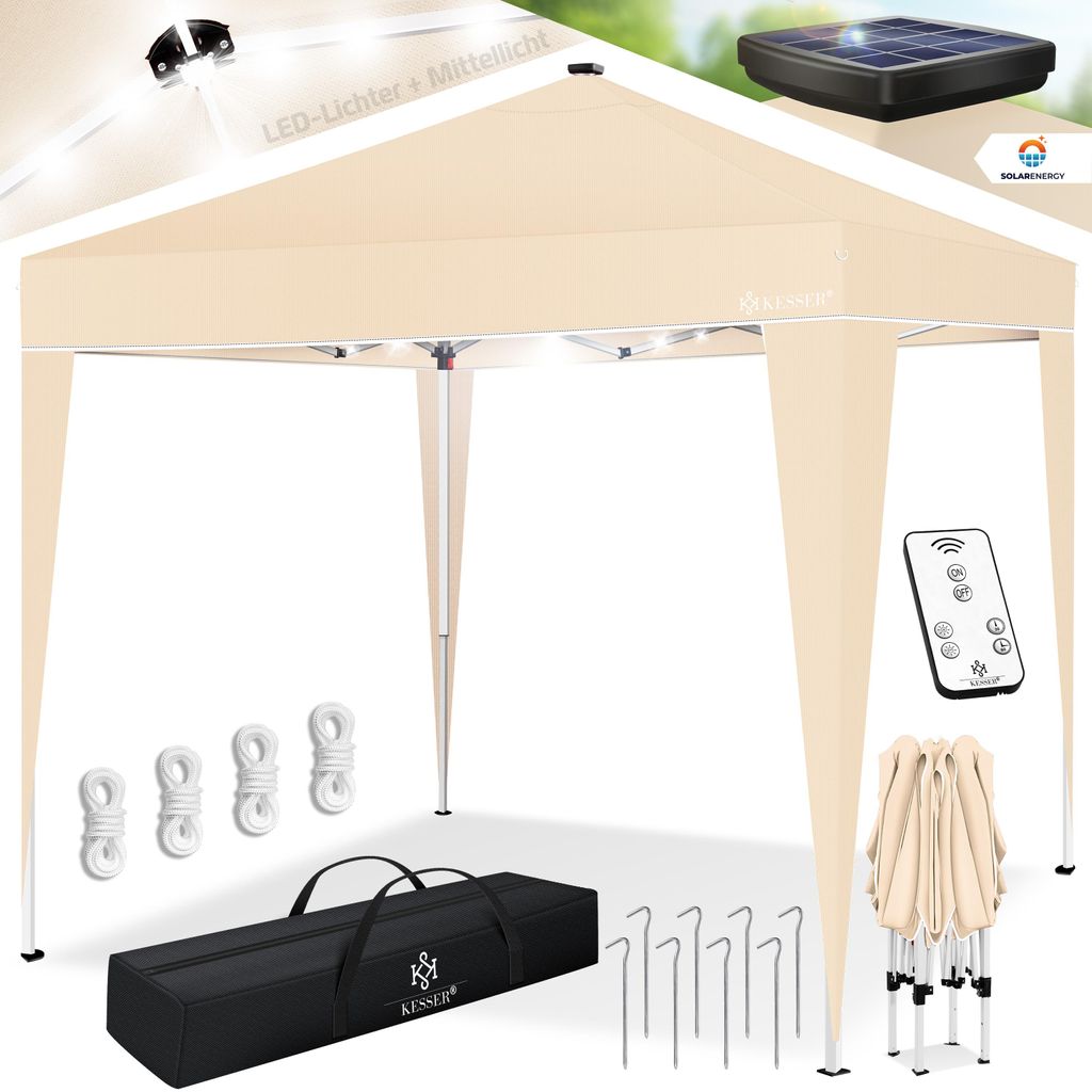 Gazebo pieghevole KESSER® 3x3 m con illuminazione a LED a Immagine del prodotto 