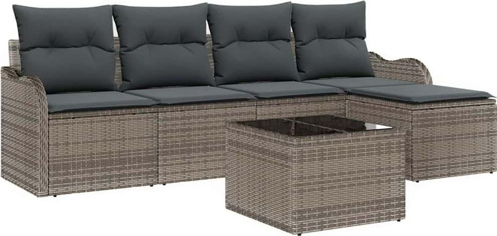 vidaXL Gartensofa-set 6 pcs Grau Poly-Rattan