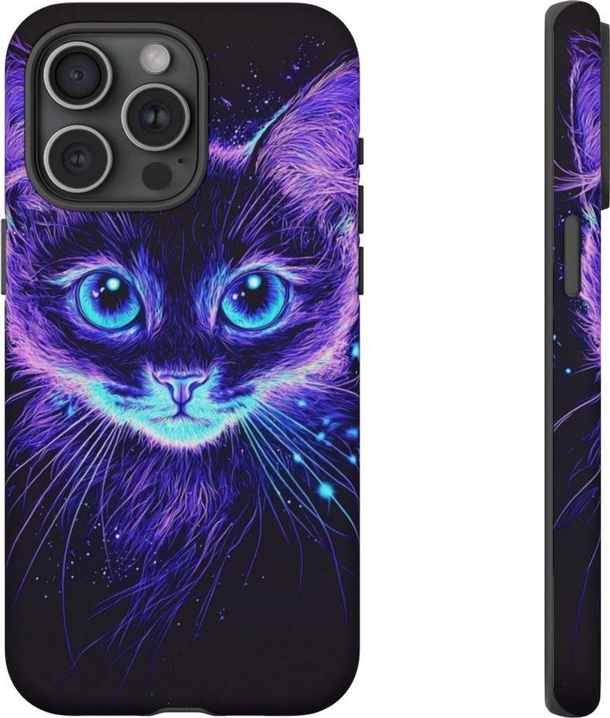 Leuchtendes Katzen-Gesicht – Handyhülle Kompatibel mit iPhone 15 Pro Max