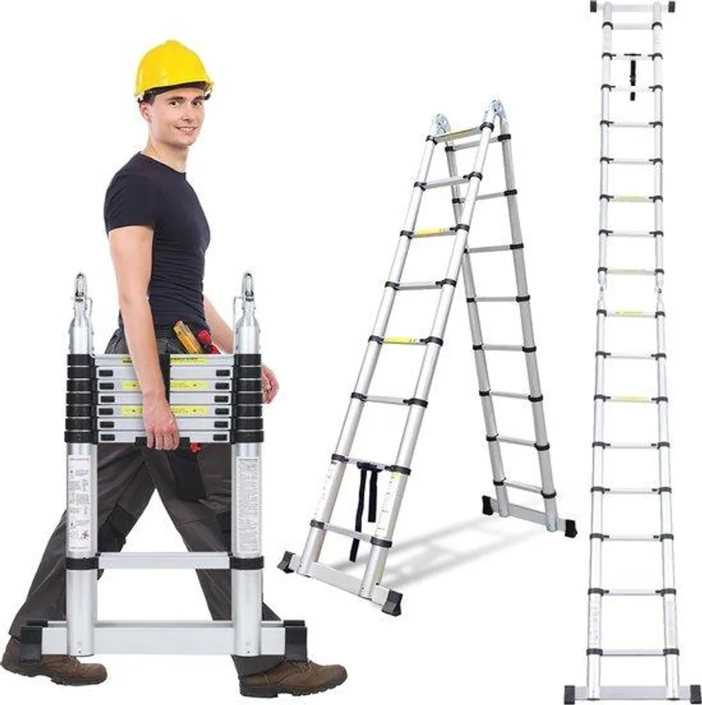 Grande échelle escamotable 5m en alu robuste pour travaux de bâtiment