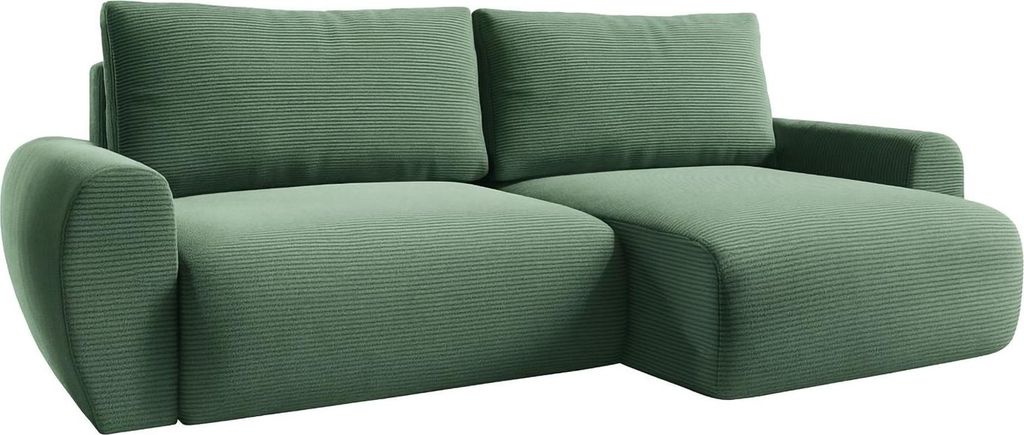 Paullo - Schlafsofa mit Ottomane, 253x153 cm Grün, Stauraum