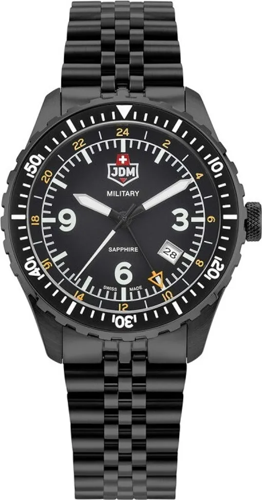 Montre Aviateur Homme JDM Military Wingman JDM-WG028-01 en Acier Noir