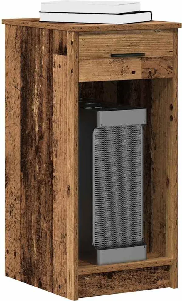 Cassettiera Porta Computer 35x45x77 cm - Mobile Effetto Legno Usato