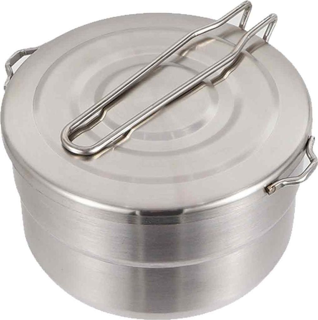 Camping Topf 1.5L Edelstahl Camping Kochgeschirr Set Faltbare Camping Kochtopf Outdoor Geschir Set mit Deckel und klappbarem Griff Outdoor Topf Gro...