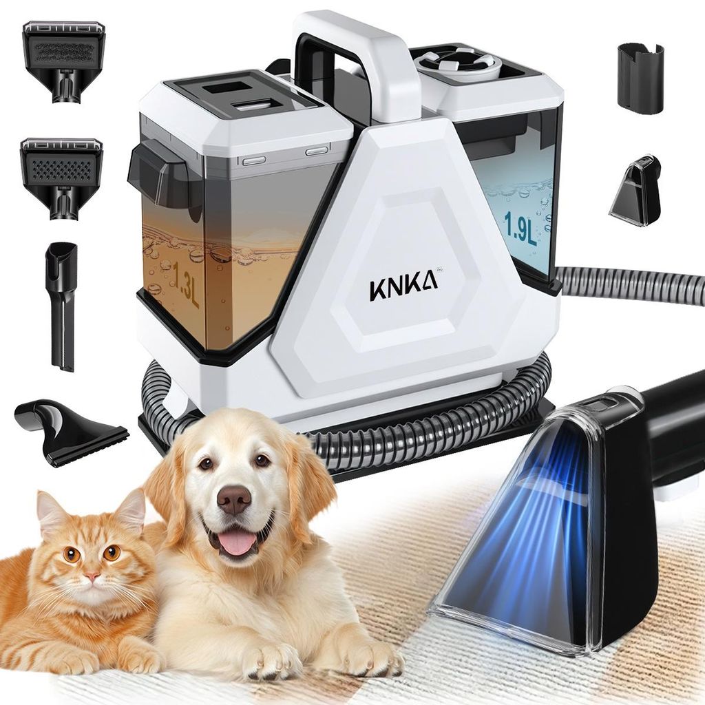 KNKA PRO Polsterreiniger Gerät Nasssauger, Waschsauger für Sofa, Teppiche, Auto, Teppichreiniger 550W für Schmutzflecken mit 16kPa, Weiß