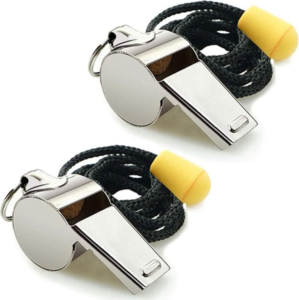 2 Stück Pfeife Edelstahlpfeife, Überlebenswerkzeuge, Spielschiedsrichter, Spielanfeuerungspfeife, Einstellperle, Hängeseilpfeife