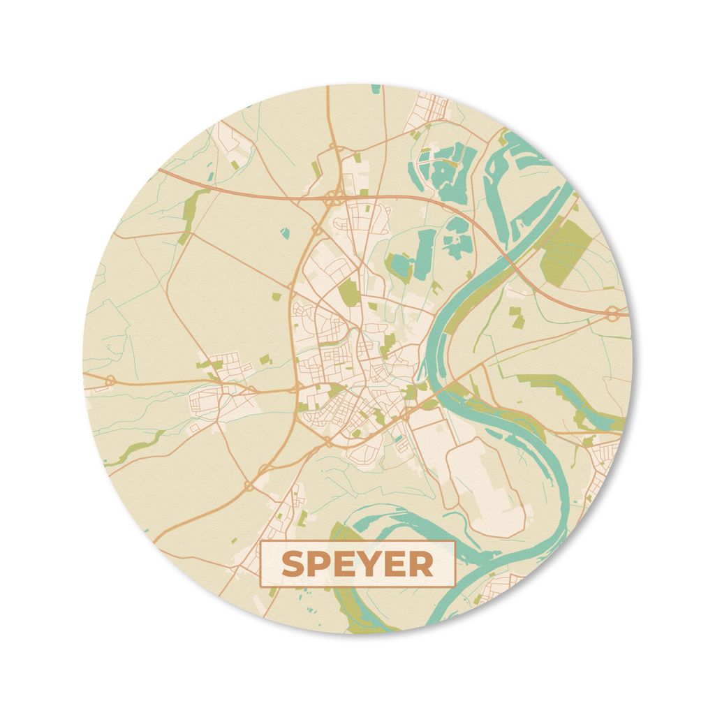 MuchoWow Mauspad Mousepad Speyer - Karte - vintage - Stadtplan 50x50 cm - Mousepads - Maus Mat - Pad - Mausunterlage - Vinyl