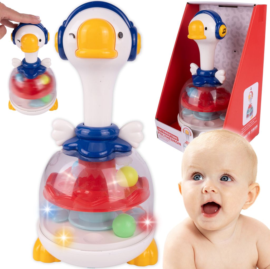 Malplay Kreisel Karussell für Kinder, Ente Duck Spinning Bälle Motorikspielzeug ab 18 Monaten