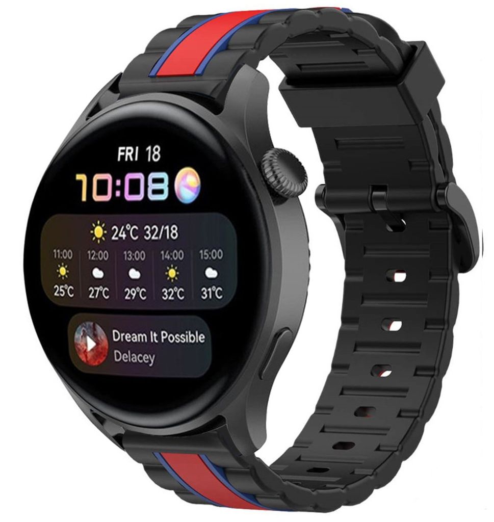 Strap-it Huawei Watch 3 (Pro) Special Edition Armband (Schwarz/Rot)