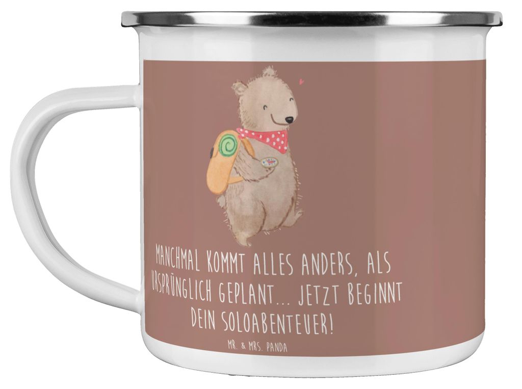 Mr. & Mrs. Panda Emaille Becher Scheidung Soloabenteuer - Braun Pastell - Geschenk, Pott, Stärke, Heirat, Veränderung, Haferl, Geschenke, Mut, Ta...