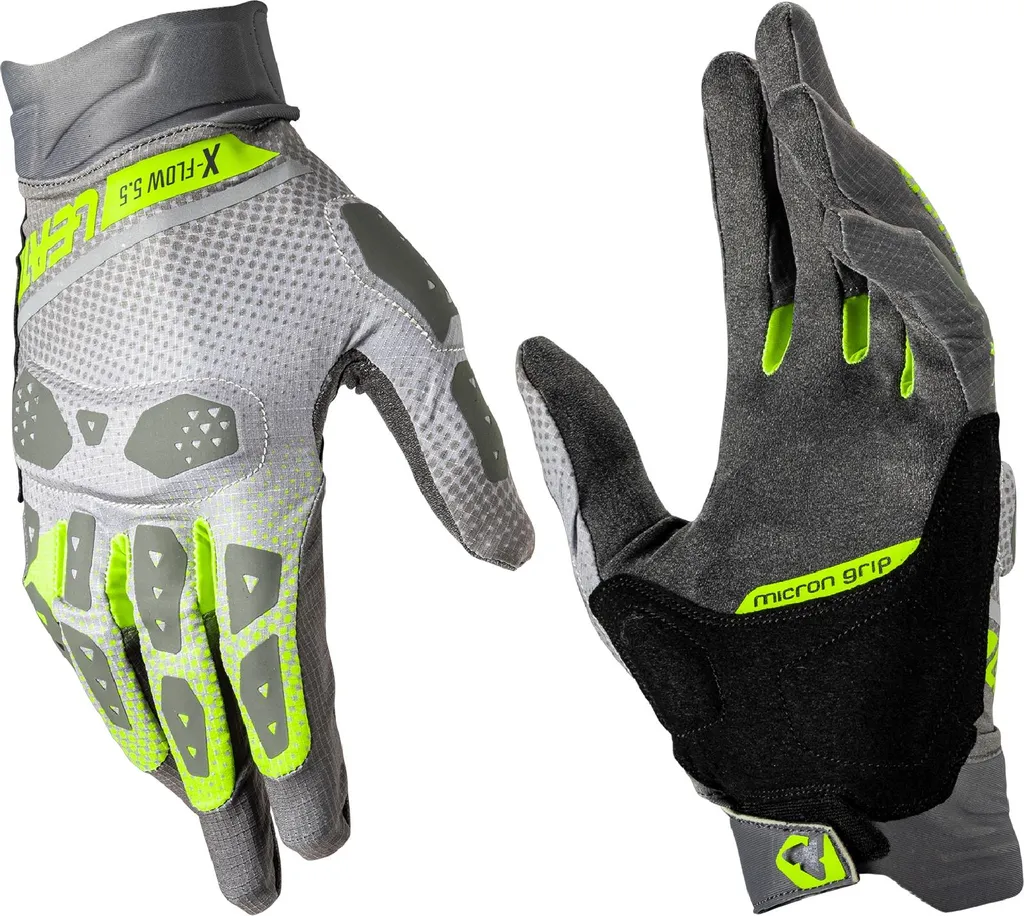 Gants moto Leatt ADV X-Flow 5.5 Short vert et gris en taille L