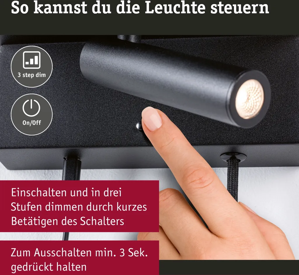 Paulmann Jerik : LED Applique Murale Moderne au Design Noir Intemporel