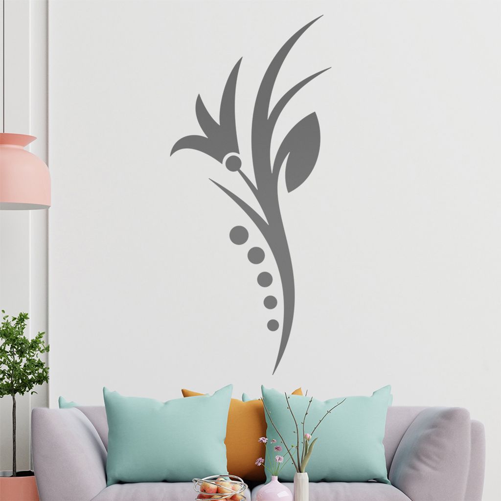 Blume - Linien Punkte Wandtattoo in 6 Größen - Wandaufkleber Wall Sticker - Dekoration, Küche, Wohnzimmer, Schlafzimmer, Badezimmer