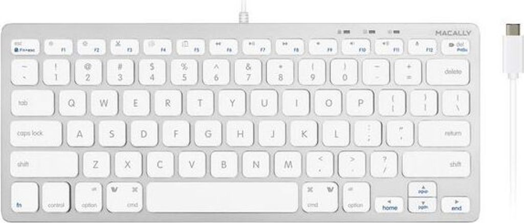 Macally UCSLIMKEYCA, kompakte USB-C-Tastatur für Mac, US QWERTY Tasten-Layout