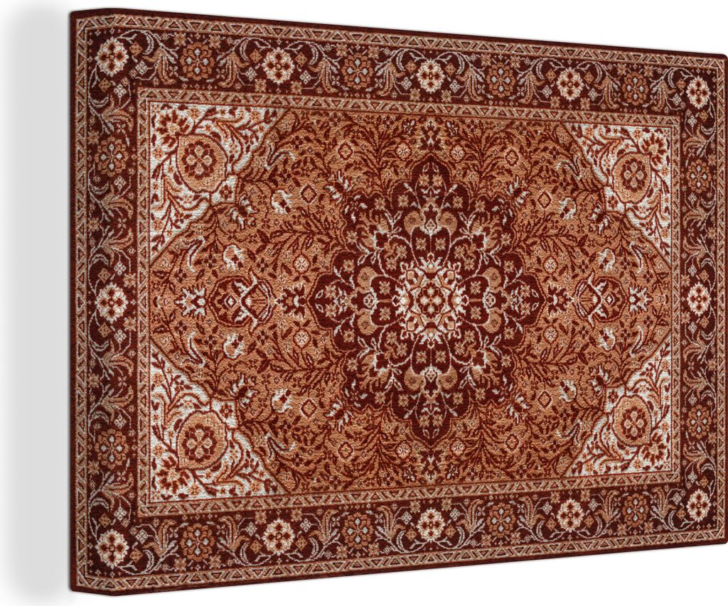 OneMillionCanvasses - Leinwandbilder - 140x90 cm, Persischer Teppich - Teppich - Mandala - Braun, Wandbilder Kunstdruck Wanddekoration