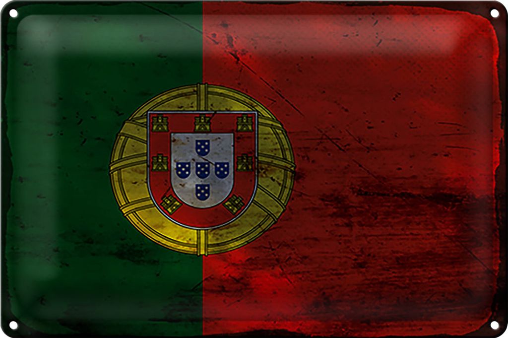 Blechschild Flagge Portugal 40x30cm Flag of Portugal Rost