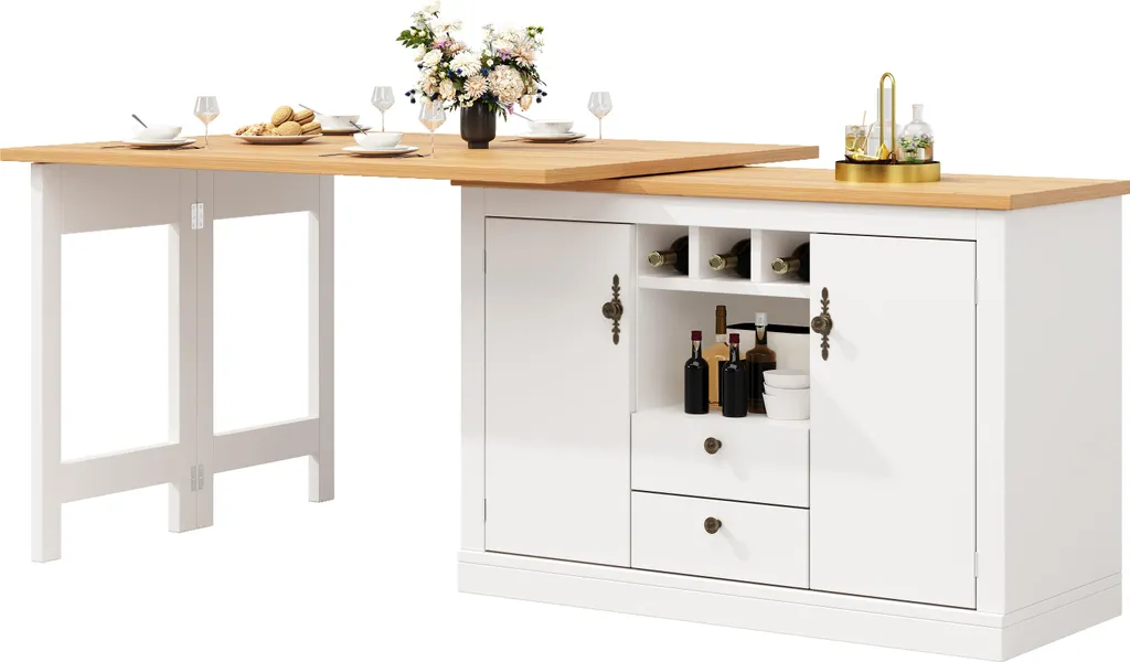 Table haute blanche pivotante à 360° modulable avec casier à bouteilles - 13