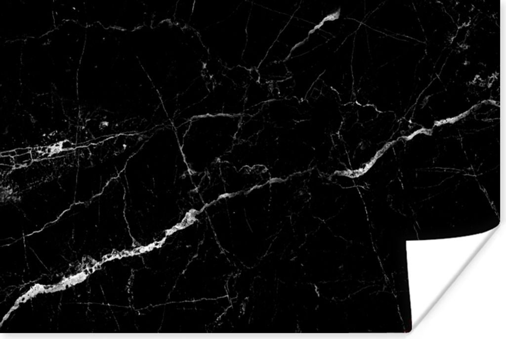 MuchoWow Poster Marmor - Schwarz - Marmoroptik - Weiß - Luxus - Stein 180x120 cm - Fotoplakat