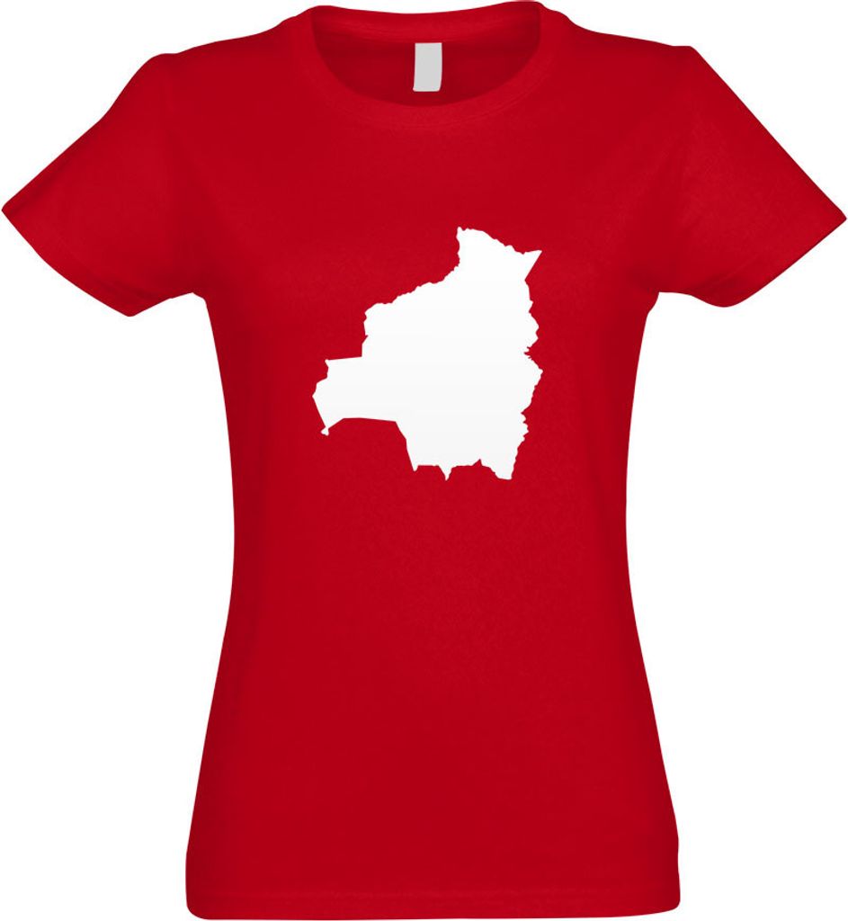 Kiwistar - T-Shirt tailliert - Damen - rot - Bolivien Umriss Kontur - mit Motiv Bedruckt - Funshirt Design - Sport - Freizeit - Damen - XXL