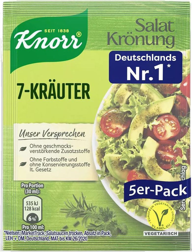 Knorr Salatkrönung 7 Herbs Clear Salad Dressing 5x 8g 5er Immagine del prodotto 