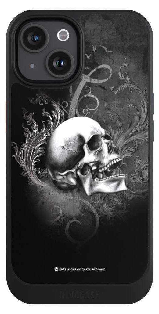 NIVOCASE Hülle für Apple iPhone 15 Handyhülle NIVOcore Case Schwarz Gothic Schädel Totenköpfe