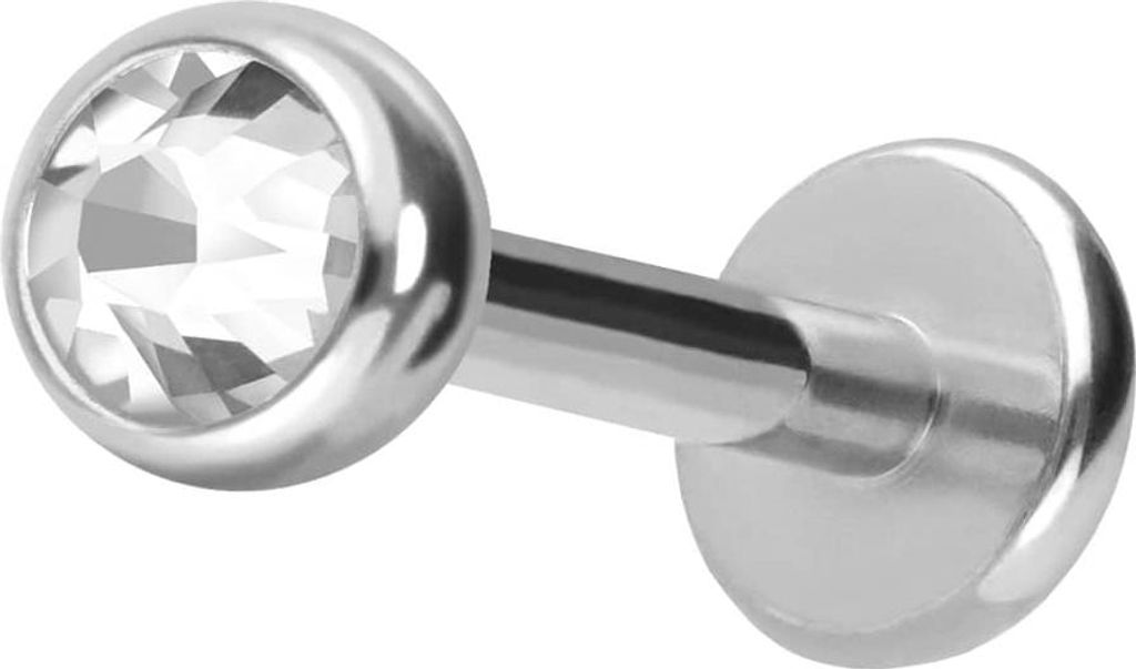 Ohrpiercing, Nasenpiercing Chirurgenstahl Labret KRISTALL Silber Stablänge: 8mm + Stabstärke: 1,2mm + Kugelgröße: 3mm