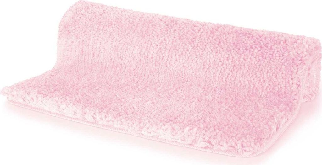 Spirella Badteppich Badematte Duschvorleger Mikrofaser Hochflor | flauschig | rutschhemmend | geeignet für Fußbodenheizung | 55x65 cm | Rosa