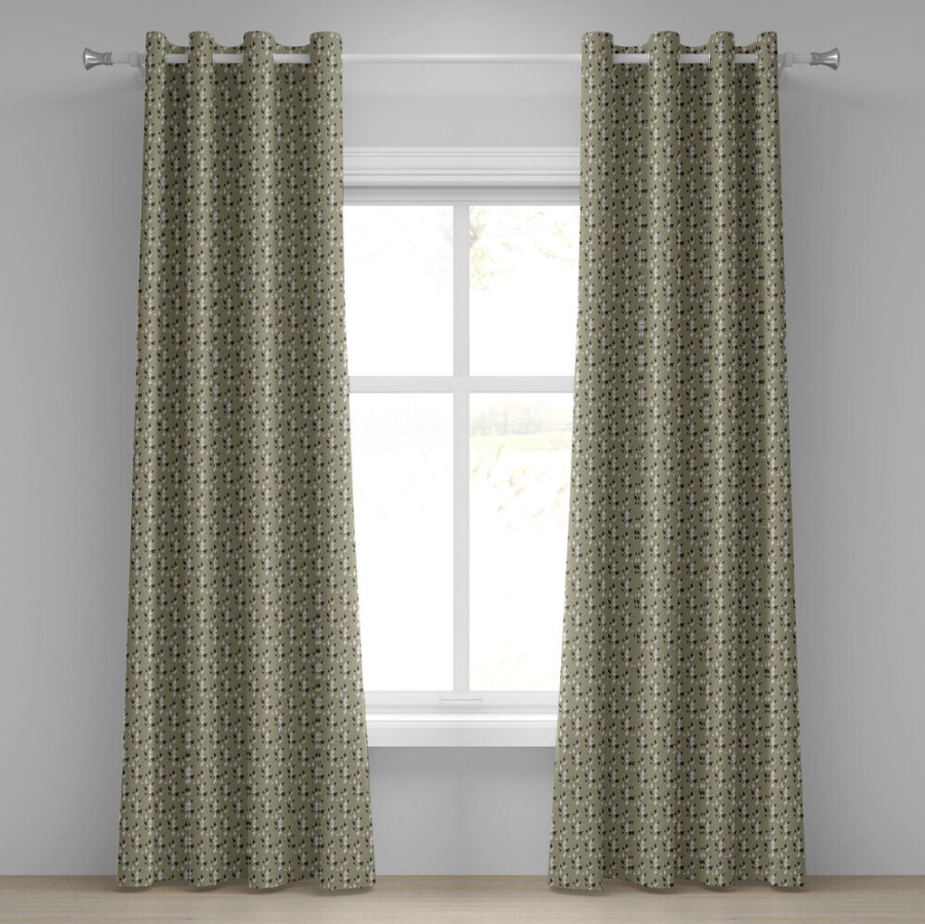 ABAKUHAUS Blumen Ösenvorhang, Wildblumen-Muster-kontrastierende Farben Curvy Branches Natural Theme, Dekorative 2-Panel-Fenstervorhänge, 280 cm x...