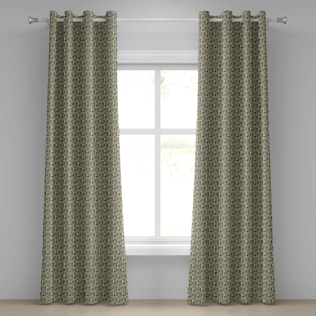 Rideaux à œillets pour chambre, design fleurs sauvages 280x175 cm