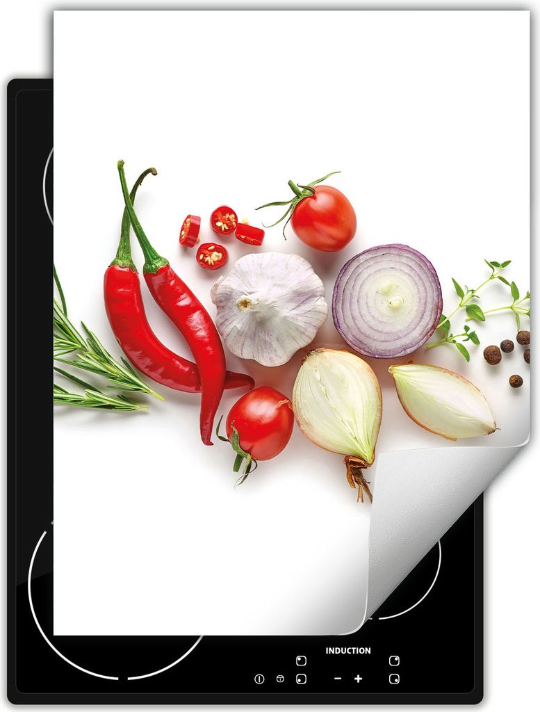 DarHaus Herdabdeckplatte Einteilig Küche Abdeckplatte für Glaskeramikfeld Abdeckung Induktionskochfeld Aufrollbare Matte 40x52 cm, weiß - Chilli