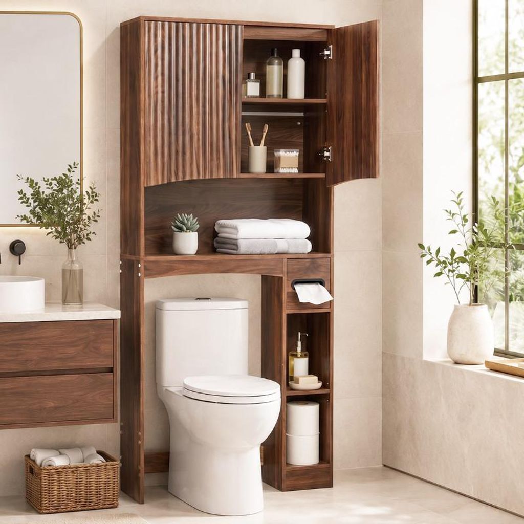 Meuble de rangement pour WC, marque ALIGHTUP, avec 2 portes Image du produit 