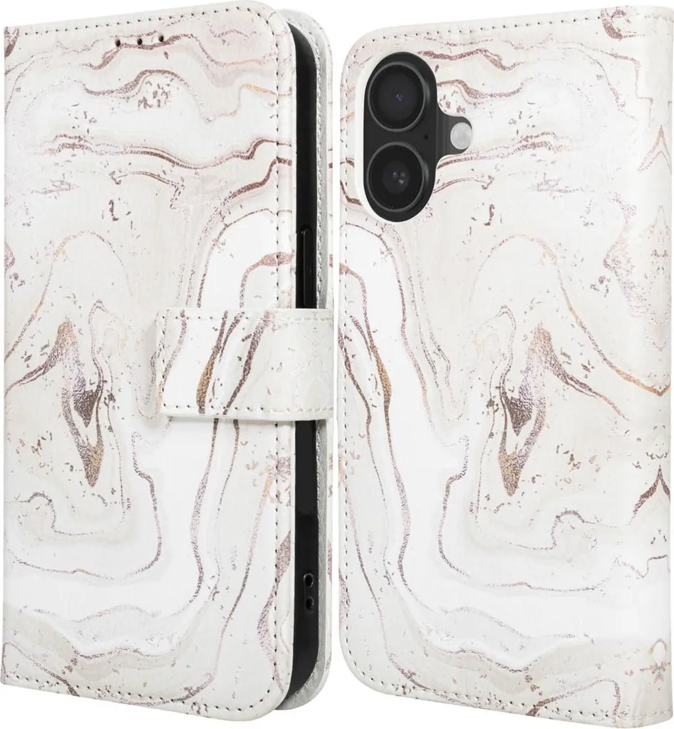 Custodia Pieghevole iMoshion iPhone 17: Marmo Sandy e Supporto Stand