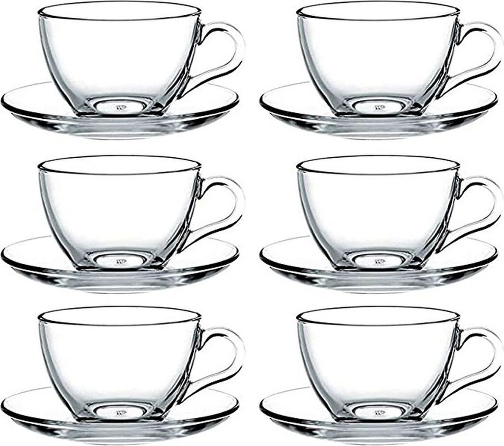 PASABAHCE Kaffeetassen-Set mit Glasteller, Produktbild 