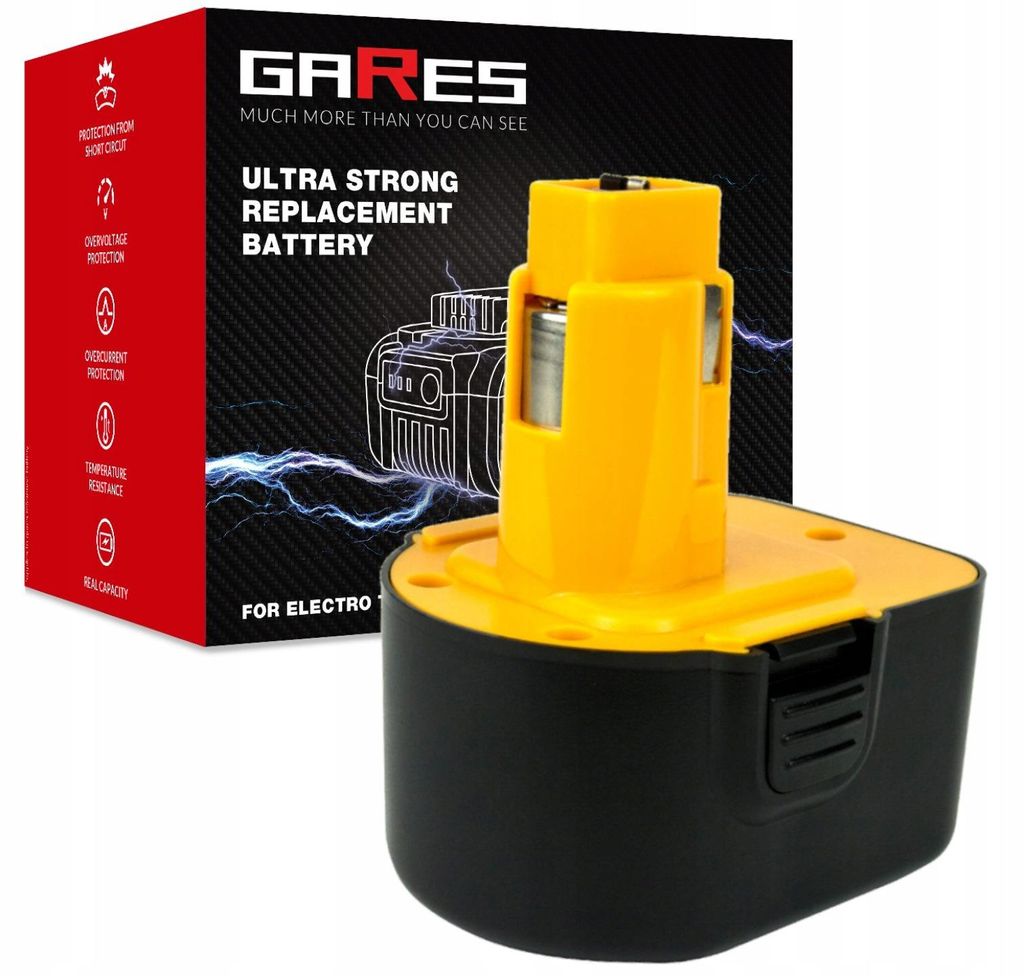 GARES Akku Batterie für Dewalt DC612KA DW051K-2 DC528 (F Light) | 12 V 1.5Ah | Verstärkte Serie High-Performance | Hohe Leistung
