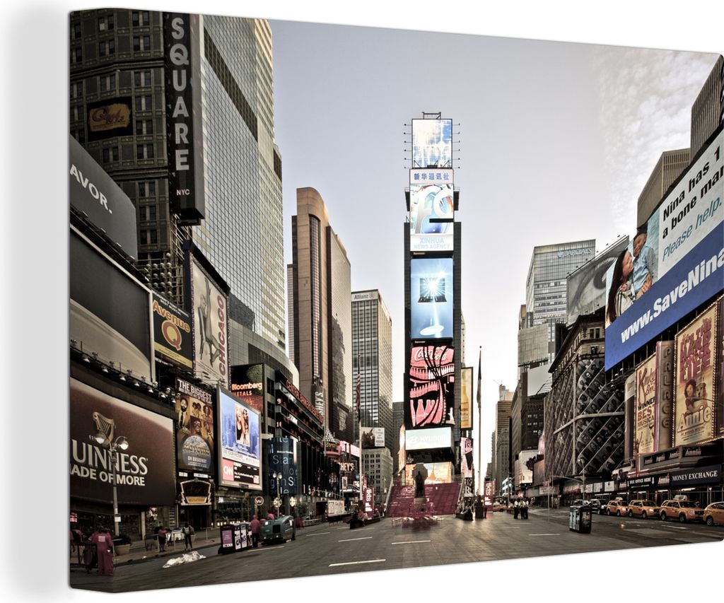 OneMillionCanvasses - Leinwandbilder - 140x90 cm, Sonnenaufgang am Times Square, Wandbilder Kunstdruck Wanddekoration - Foto auf Leinwand - Gemä...