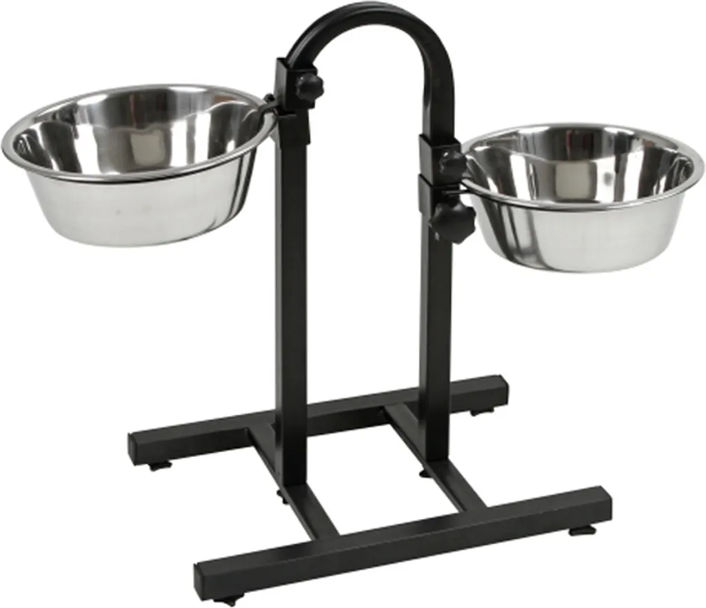 Kerbl 71253 Feeding Bar Deluxe 52cm Nero - 2 Ciotole Inox 2,8L
