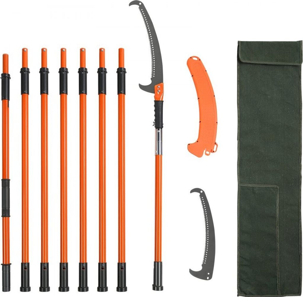 AstSäge Teleskop - Klinge aus Kohlenstoffstahl - Baumsäge mit 8 Teleskopstange - Höhenverstellbar 2,24m-8,24m - Handsäge Stangensäge - Trageta...