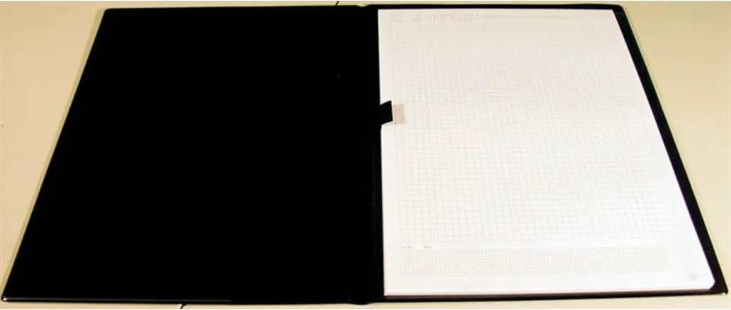 Dossier de conférence A4 similicuir noir avec bloc-notes quadrillé