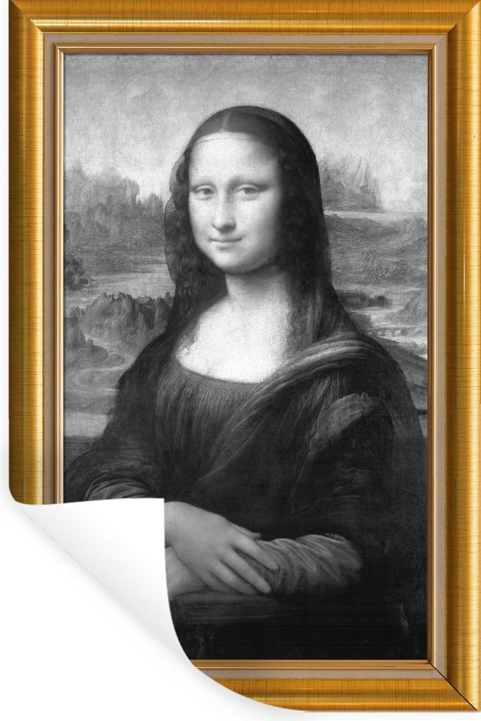 MuchoWow Wandtattoo Wandsticker Wandaufkleber Mona Lisa - Leonardo Da Vinci - Gold - Liste 80x120 cm Selbstklebend und Repositionierbar - Reposit...