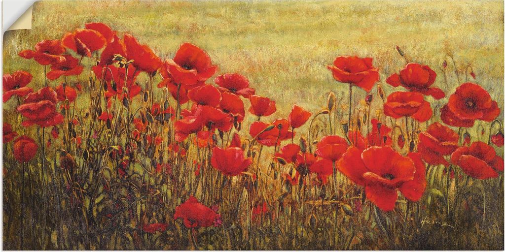 ARTland Wandbild, selbstklebend Mohnfeld Größe: 60x30 cm