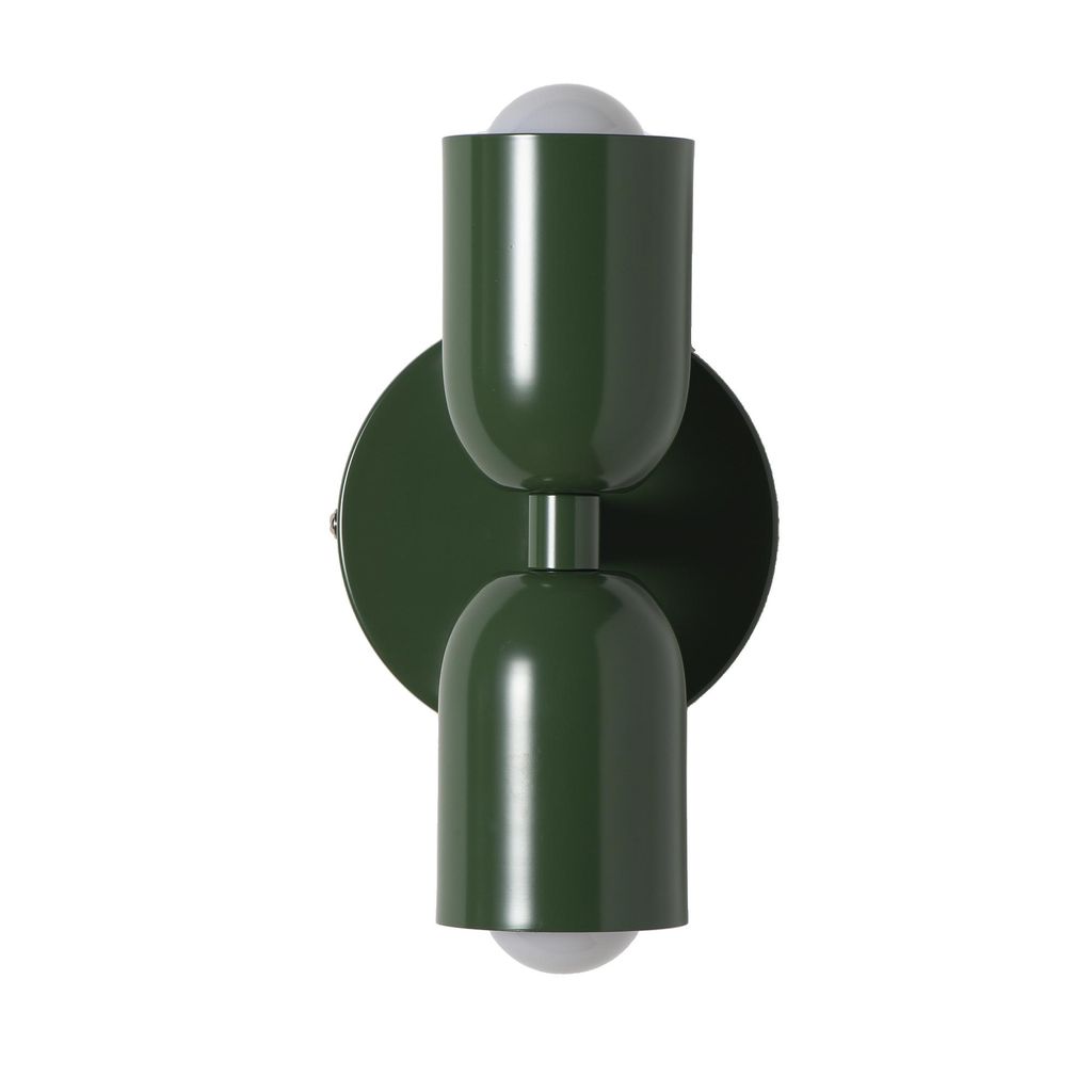 TWIN Wandleuchte E27 2-flammig, grüne Metalllampe mit Up Produktbild 