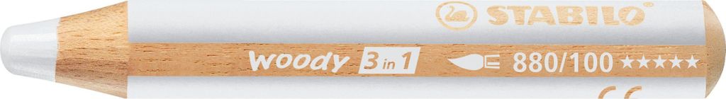 Close-up of a STABILO woody 3-in-1 pencil.