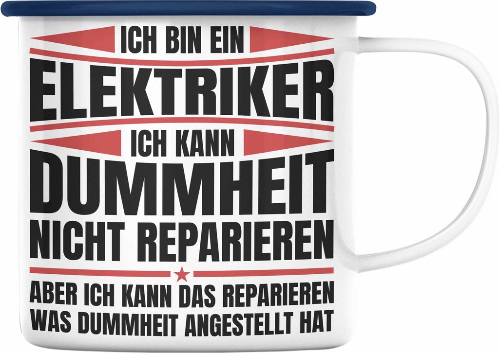 Trendation - Elektriker Emaille Tasse Geschenk Produktbild 