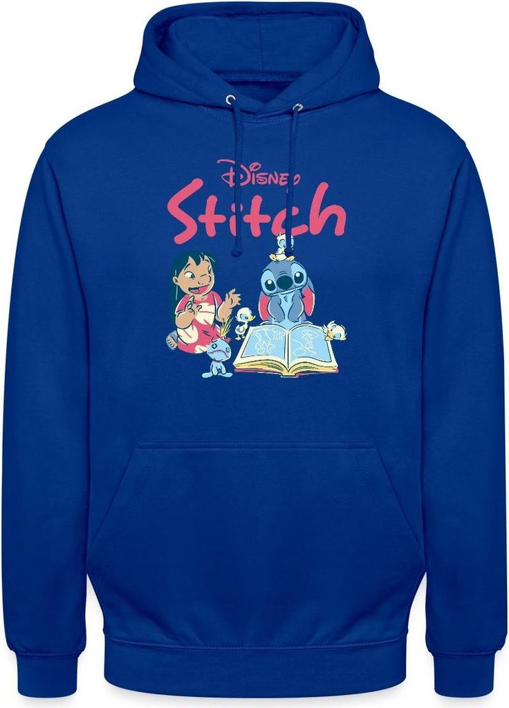 Lilo & Stitch Mit Buch Uni Hoodie, XL, Royalblau