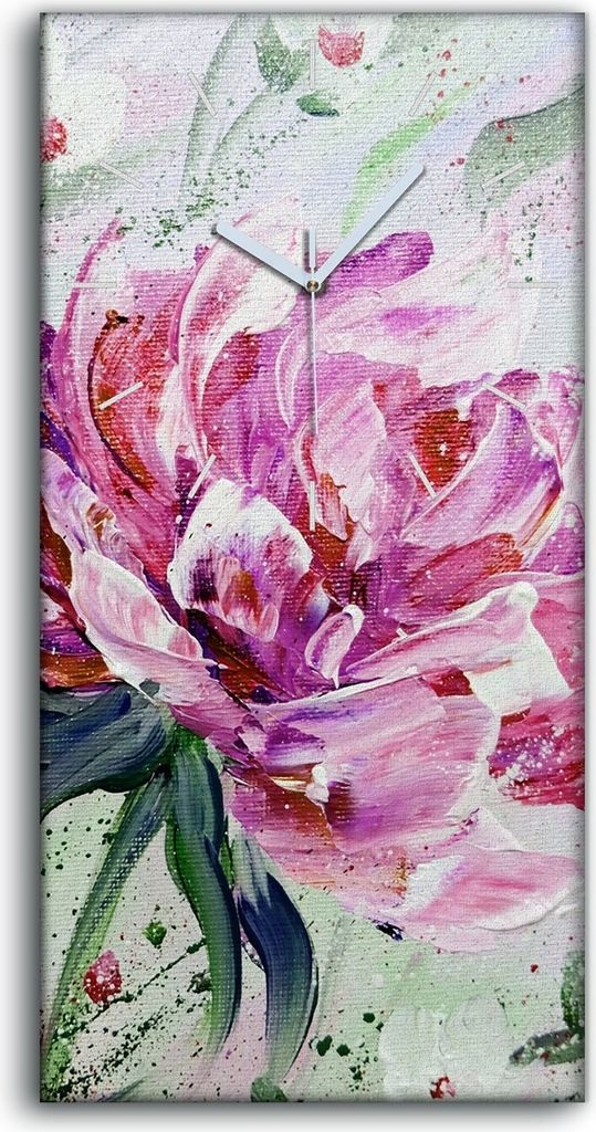 Wanduhr Bürouhr Leinwand Bild 30x60 Gemälde Blumen Produktbild 