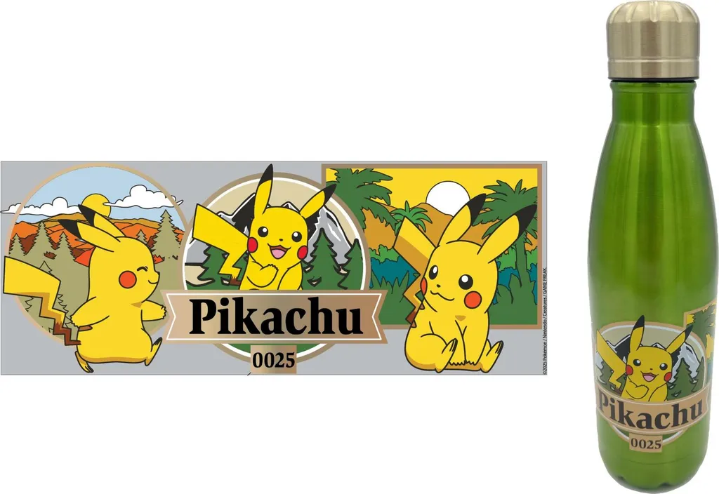 Bouteille Pokémon Pikachu sauvage en inox : idéale pour le sport et l'école