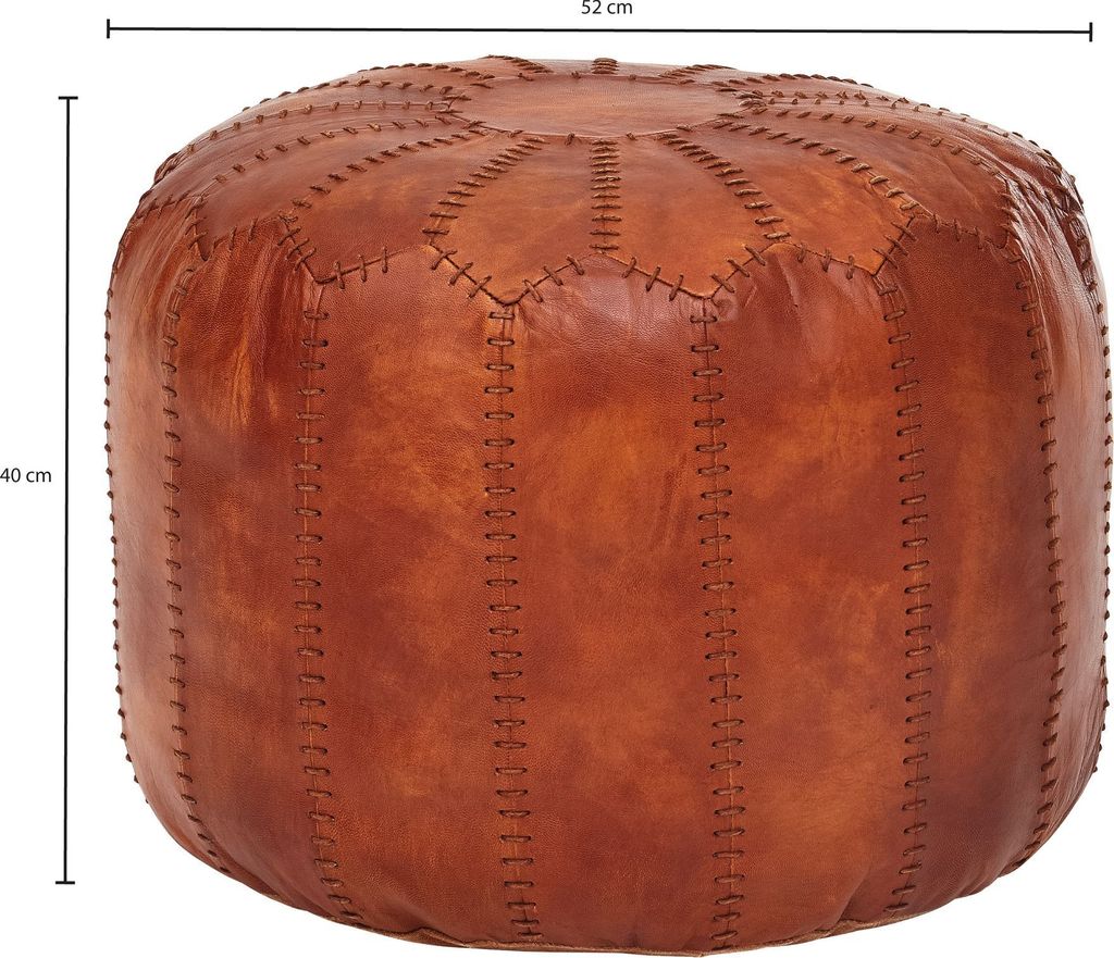 FineBuy Sitzhocker Echtleder Braun 52 x 40 x 52 cm Ottomane Wohnzimmer Design Pouf Hocker Orientalisch Polsterhocker Orient Beinablage Sofa