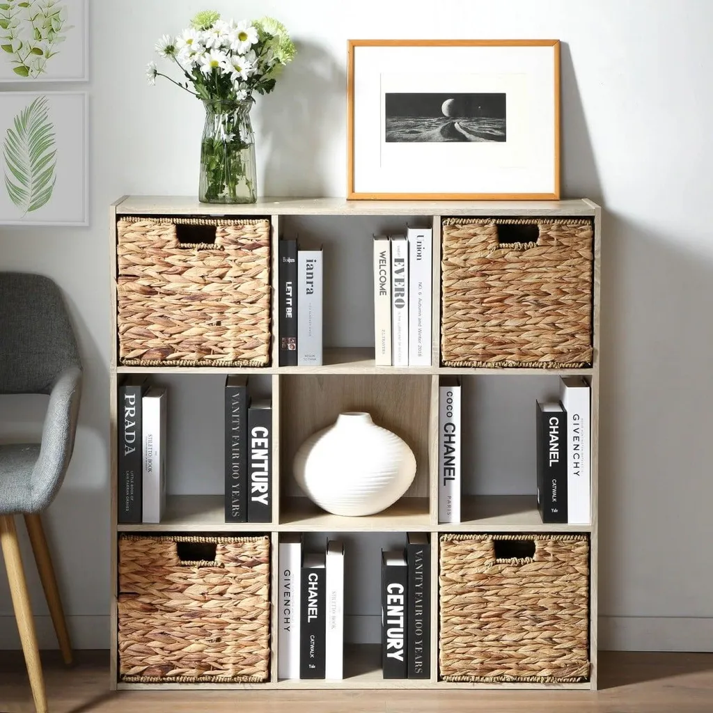 Étagère 9 cases structure robuste 104cm design scandinave bois clair - 5