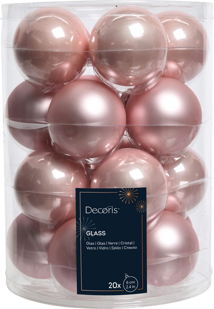 Weihnachtsbaumkugeln Glas Ø 6 cm 20 Stück rosa emaille Produktbild 